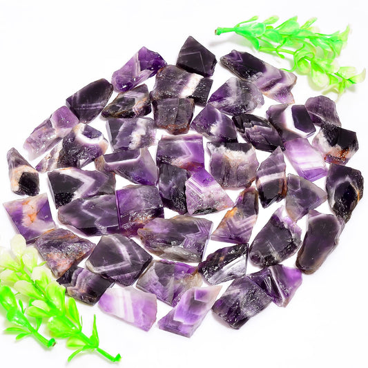 Natural Chevron Amethyst Raw Slice Gemstone- Healing Crystals for DIY Jewelry Making -Loose Natural Cabochon -Perfect for Crafting Unique Jewelry Designs (5 pcs, 25-35 mm)