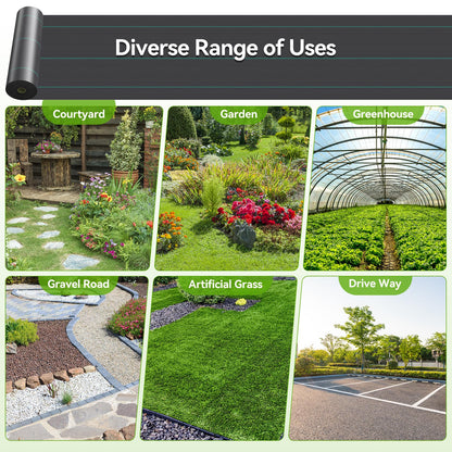 iropro 6ftx300ft Landscape Fabric 3.2oz Weed Barrier Fabric, Woven Weed Barrier Fabric Heavy Duty, Weed Control Cloth Geotextile for Underlayment, Gardening, Commercial Driveway Weed Block Cover Mat