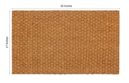 Woven Coir Doormat - Non Slip Heavy Duty Back Door Mat - Basketweave Dirt Trapping Welcome Mat - Easy Clean Durable Entryway Front Door High Traffic Indoor Outdoor Doormat - 17 x 30 - Natural