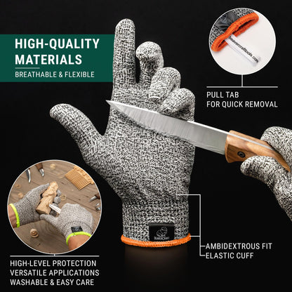 BeaverCraft Wood Carving Gloves CRG - Cutting Cut Resistant Gloves Level 5 for Whittling, Woodworking, Food Prep (L)