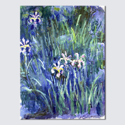 Wieco Art Canvas Print Wall Art Irises by Claude Monet Oil Paintings Reproduction Landscape Pictures Artwork on Canvas Art for Living Room Decorations and Wall Decor