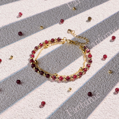 Farfume Garnet Crystal Bracelet Beaded Bracelets for Women 4mm Natural Stone Beads Gemstone Handmade Jewelry Valentine's Day Gifts