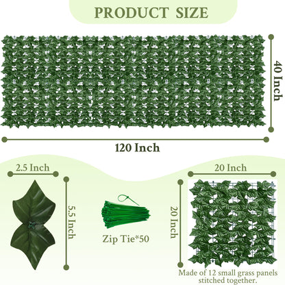 ODTORY Artificial Ivy Privacy Fence Wall Screen,40X120 in UV-Anti Faux Greenery Backdrop Ivy Vine Leaf Hedges Fence Panels for Patio, Balcony, Garden, Backyard Indoor Outdoor Green Wall Decor