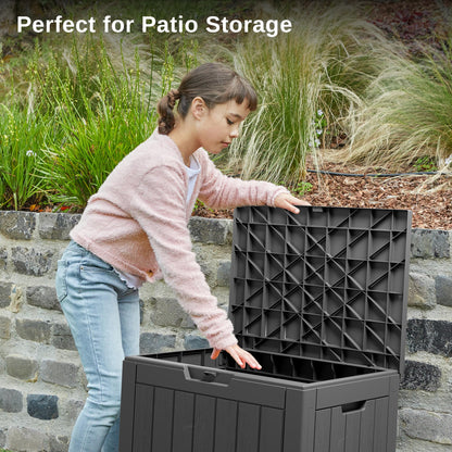 EAST OAK Outdoor Storage Box, 31 Gallon Deck Box, Waterproof Resin Storage Bin for Patio Cushions, Gardening Tools, Accessories, Lockable, UV Resistant, Black
