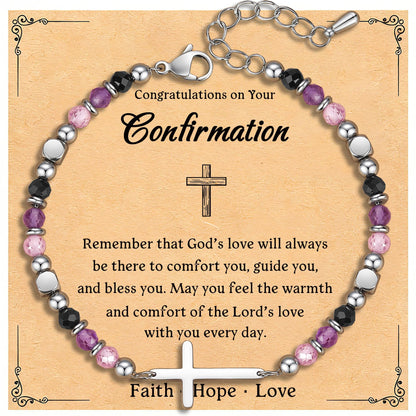 Wineord Confirmation Gifts for Teen Girls, Confirmation Gifts for Girls, Catholic Religious Cross Bracelets for Women, Easter First Communion Christian Anxiety Relief Jewelry