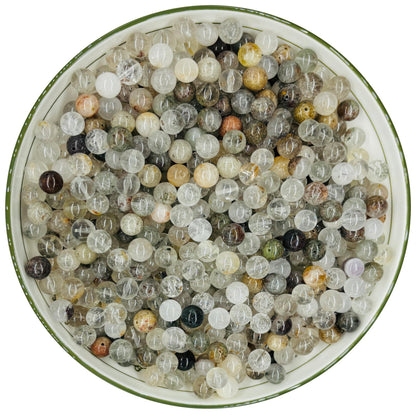 WHNKFB 10mm 50PCS Natural Green Phantom Quartz Round Beads, Smooth Polished Loose Crystal Beads for Jewelry Making Craft - 6mm 8mm 10mm Options with Free Elastic Cord