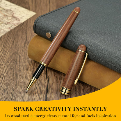 BEILUNER Luxury Wood Ballpoint Pen Writing Set,Walnut-Elegant Fancy Nice Gift Pen Set for Signature Executive Premium Office Fancy Nice Supplies - Gift Boxed with Extra Refills (Black)