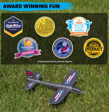 Foam Airplane Toy for Kids – Easy to Throw Glider Plane - Gifts for Boys or Girls & Birthday Gift Ideas - Soft & Safe Outdoor Toy - Summer Gifting Ideas Present Ages 3 4 5 6 7 8 9 10 11 12 +