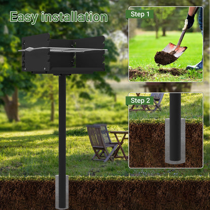 Toriexon Park Grills, 256 Sq. In, Park Style Charcoal Grill, Heavy Duty In Ground Park Grill with Stainless Steel Cooking Grate and Cover for Commercial and Outdoor Cooking 16'' L x 16'' W x 8'' H