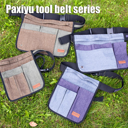 Paxiyu Garden Tool Belt for Men & Women, Denim Wide Adjustable 5-Pocket Waist Garden Apron - Heavy Duty Tool Pouch for Gardening, DIY, Carpenter, Woodworking, Painting, Seamstress, and Crafts (Green)