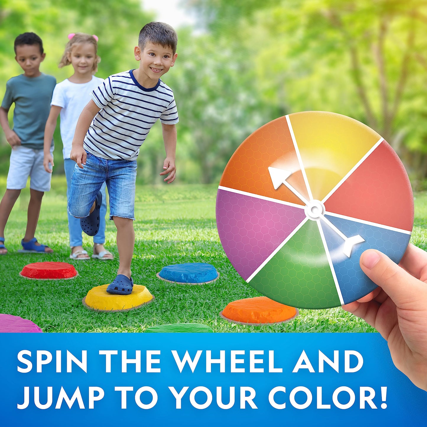 NATIONAL GEOGRAPHIC Stepping Stones for Kids – Durable Non-Slip Stones Encourage Toddler Balance & Gross Motor Skills, Indoor & Outdoor Toys, Obstacle Course, Gifts for Toddlers (Amazon Exclusive)