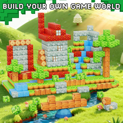 Magnetic Blocks 103PCS 1 inch Magnetic Building Blocks, Magnet Tiles Stacking Cubes Toy for Kids Build Forest World Set, STEM Game Toys for Boys Girls Age 3 4 5 6 7 8 Year Old Christmas Birthday Gifts