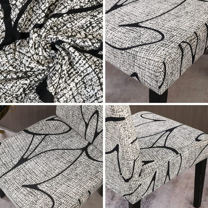 JQinHome Pattern Chair Covers for Dining Room Set of 4, High Stretch Removable Washable Parsons Chair Slipcover for Home Party Hotel Wedding Ceremony (4PCS, Lotus Gray)
