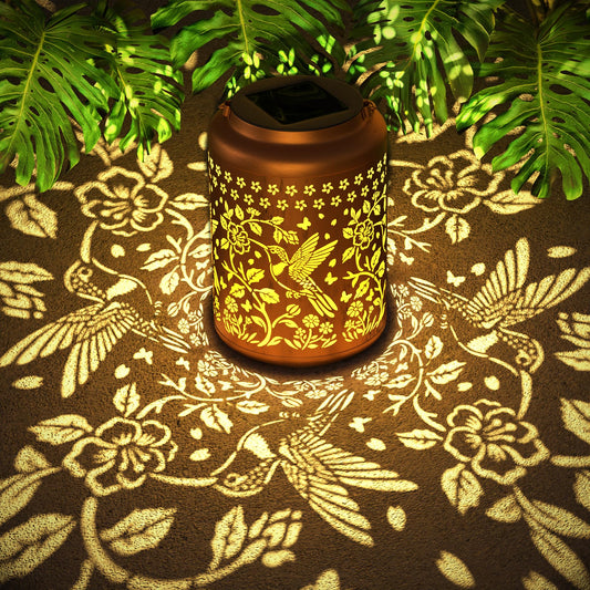 Hummingbird Outdoor Solar Lantern for Garden Decor – Birthday Gift for Women, Mom, Grandma – Metal Waterproof Decoration Hanging Light for Patio, Yard, Porch, Backyard