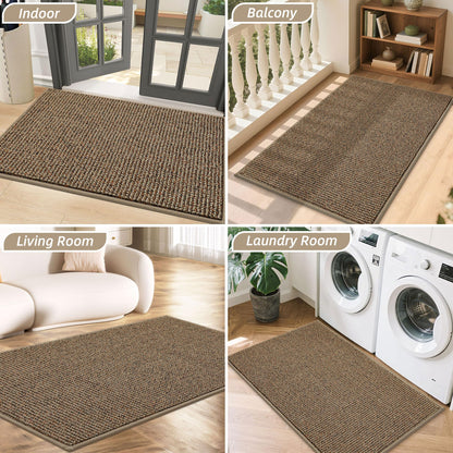 BEQHAUSE Dirt Trapper Door Mat 36" x 60", Non-Slip Washable Doormats Entrance Mat, Dirt Resistant and Absorbent Welcome Mat, Low Profile Floor Mats for Front Back Door and Entryway, Beige