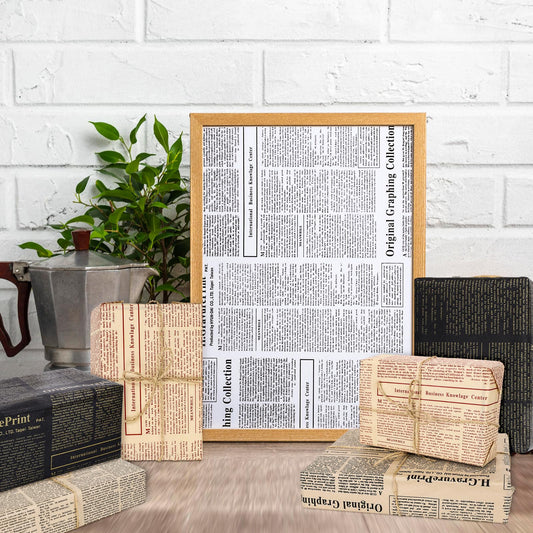 Whaline 90 Sheet Vintage Newspaper Tissue Paper Retro Old Newsprint Gift Wrapping Paper 13.7 x 19.6 Inch Kraft Magazine Newspaper Art Tissue Paper for Wedding Birthday Baby Shower Party Craft Decor