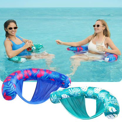 SLOOSH Pool Floats Chairs Adult,2 Packs Inflatable Noodle Chair with Sling Soft Fabric,Floating Pool Float Lounge Water Swimming Floaties for Party Summer Water Fun（Flower Leaves）