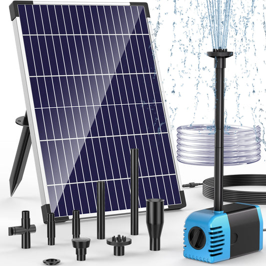 POPOSOAP Solar Water Pump, 12W Solar Fountain Pump 160GPH Flow Adjustable Solar Powered Water Pump with Dry-Run Protection for Fish Pond, Wildlife Garden, Ponds, Waterfall, Hydroponics