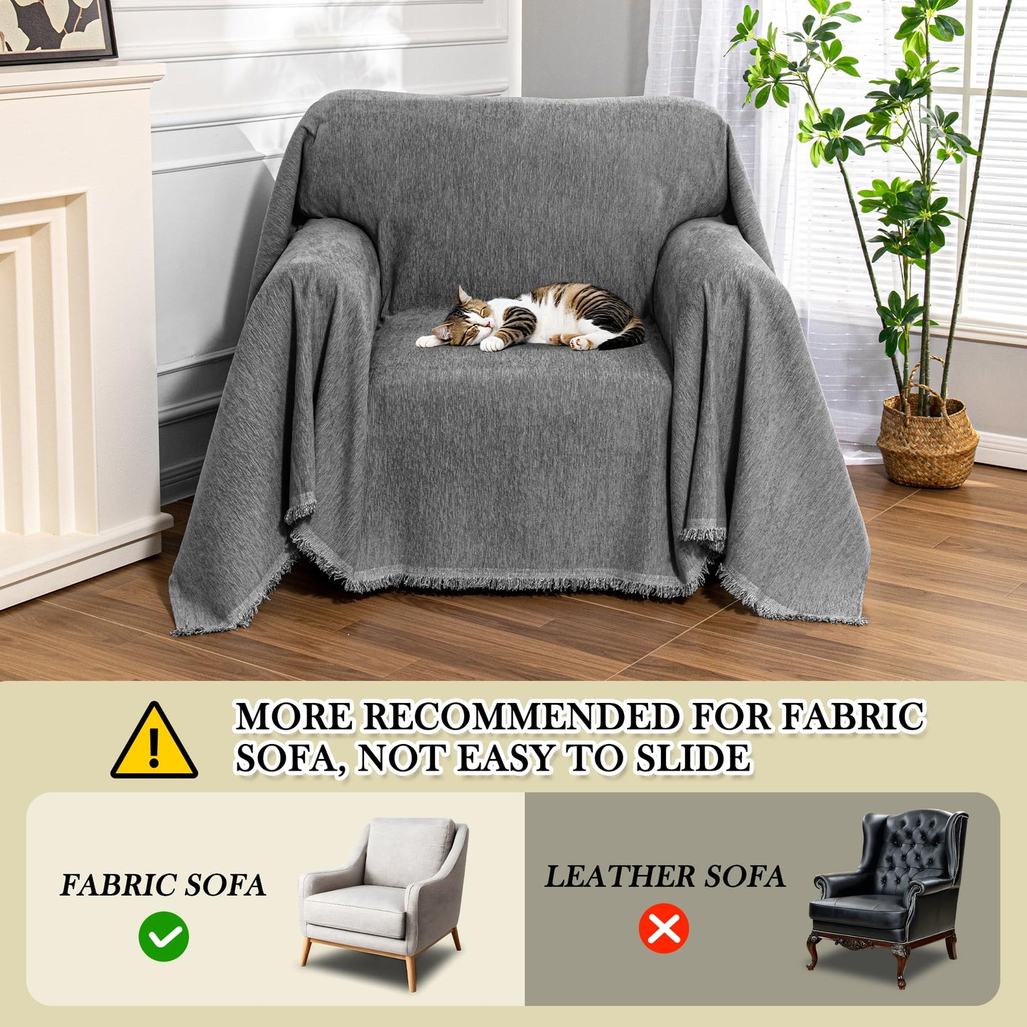 MEETSKY Oversized Chair Cover Washable Recliner Chair Covers, Armchair Couch Cover Sofa Throw Cover for Single Couch, Soft Small Sofa Slipcoversfor Pet, 71"x 91", Dark Grey