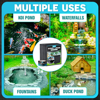 PAMAZY [Premium] 45 Mil LDPE Pond Liner with Seam Tape, Pond Lining for Fish Pond, Performed Garden Ponds, Large Pond Liner for Fishpond, Koi Pond, Waterfall, Streams (9.8 x 13.1FT)
