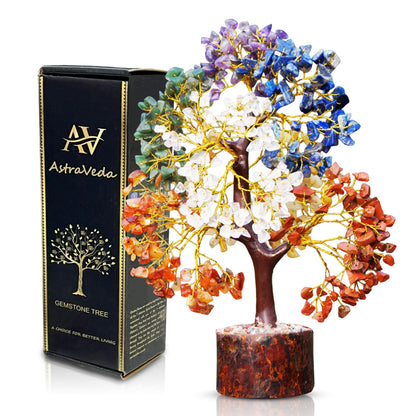AstraVeda 500 Beads 7 Chakra Tree of Life - Large Crystal Feng Shui Positive Energy Tree - Meditation Gift, Crystals and Stones, Spiritual Items, Home Office Decor