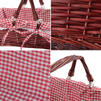 Yiksonyo 2 Pack 13.78 Inch Rectangle Willow Basket, Wicker Basket with Double Handle, Willow Woven Picnic Basket, Perfect for Easter, Picnic, Decor, Storage, and Wedding(Medium & Reddish Brown)
