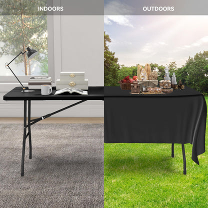 YITAHOME 8FT Folding Tables, Heavy Duty Folding Table with Carrying Handle, Plastic Fold up Table for Outdoor Camping Picnic Parties/Indoor Events, Black