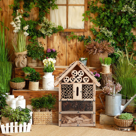 2 Set Bug Hotel Kit DIY Insect Hotel Lady Bug House for Garden DIY Cedar Wood Craft for Butterfly, Ladybird, Beneficial Insect Habitat Mason Bee House, 13.6 x 10.8 x 2.8 Inch(A)