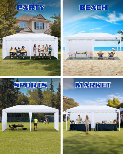 Fanpat 10x20ft Canopy Sidewalls fit 10x20ft Pop Up Tent, Waterproof 99% UV Protection Privacy Enclosure for Outdoor Events and Party, White (4Pcs Sidewalls Only, Frame and Top Not Included)