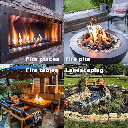 Hisencn Fire Glass 1/2 Inch - Blended Blue Reflective Tempered Fire Glass Rocks for Fire Pit, Outdoors and Indoors Natural or Propane Fireplaces, Fire Bowls Landscape Decoration, 10 Pounds