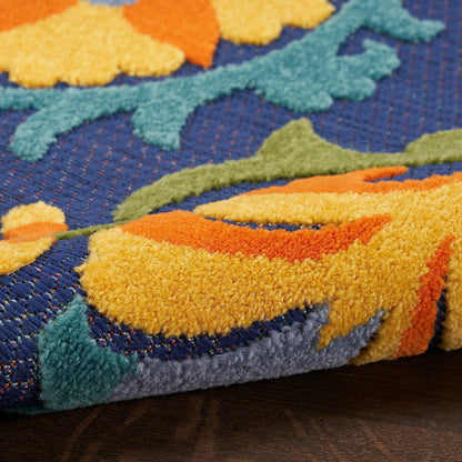 Nourison Home Aloha Navy Multicolor 5'3" x 7'5" Area Rug - Easy Clean, Non Shedding, Bed Room, Living Room, Dining Room, Kitchen (5' x 8')