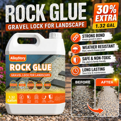 Rock Glue for Landscaping, 1.32 Gallon Mulch Glue for Landscaping, Mulch Adhesive & Gravel Stabilizer for Pea Gravel, Pebbles, and Stone for Outdoor Landscape, Walkways, Yards, Patios, and Driveways
