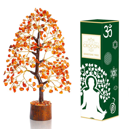 Crocon® Carnelian Crystals Tree, Birthday Gifts for Women, House Warming Gifts New Home Decor, Healing Crystals Spiritual Present, Birthday Gift for Mom, Orange Decor, Gemstones Money Tree Positivity