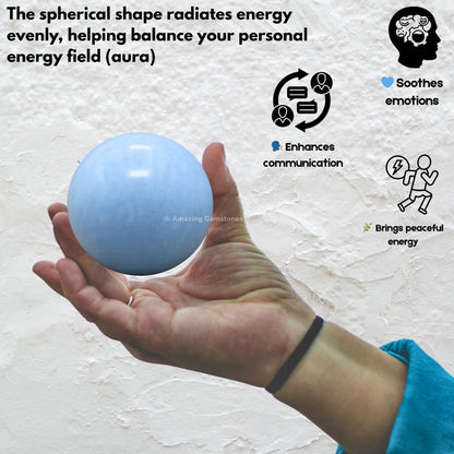Amazing Gemstone Blue Calcite Crystal Ball with Stand - 2" Inches Crystal Sphere Meditation Balls for Witchcraft and Decorative Balls
