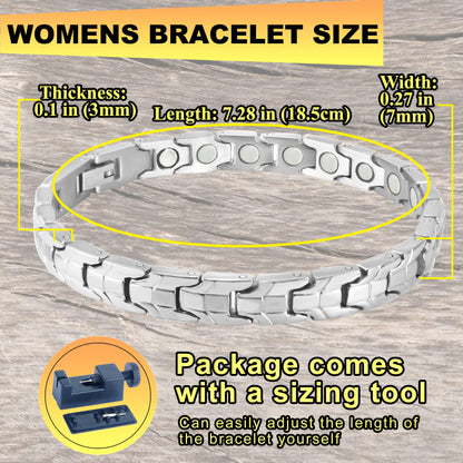 KYOSI Titanium Magnetic Bracelets for Women - Magnetic Therapy Bracelet - 3500 Gauss Magnet Jewelry - Womens Link Bracelet 7.28 inches