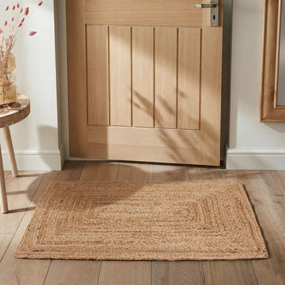 Hausattire Hand Woven Jute Braided Rug, 2'x3' – Natural, Reversible Boho Entry Area Rugs for Kitchen, Living Room I Farmhouse Indoor Outdoor Decorative Floor Rug, 24x36 Inches