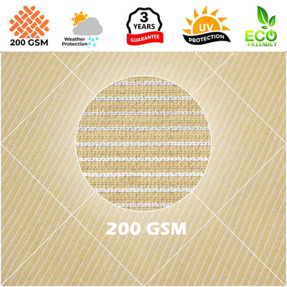Royal Shade 16' x 16' Beige Square Sun Shade Sail Canopy Outdoor Patio Fabric Screen Awning RTAPS16 - UPF50+ 95% UV Blockage, Heavy Duty, Water & Air Permeable (We Make Custom Size)
