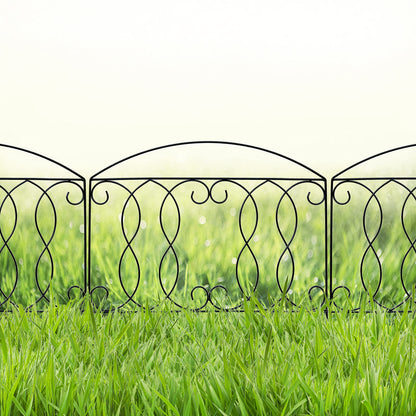 BRAVE SNAIL Decorative Fence 24in x 12ft 6 Piece Metal Garden Fence Extra Thick Wire Outdoor Patio Rustproof Fencing Animal Barrier
