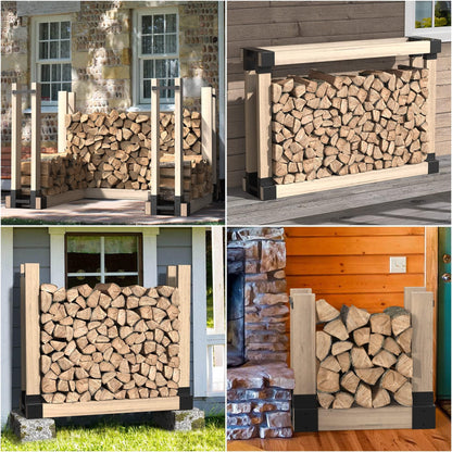 Mr IRONSTONE Firewood Rack Outdoor Indoor, Adjustable to ANY Length Firewood Log Rack Brackets Kit, Heavy Duty Fire Wood Storage Racks, Fireplace Wood Holder for Patio Deck