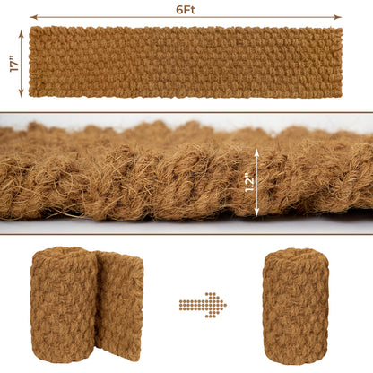 BARIEN 17” x 6 Ft Garden Pathway, 100% Natural Coco Coir Roll Mats – Hand-Woven Coir for Garden Walkway - Snow Mats for Walkway (17" x 6Ft)