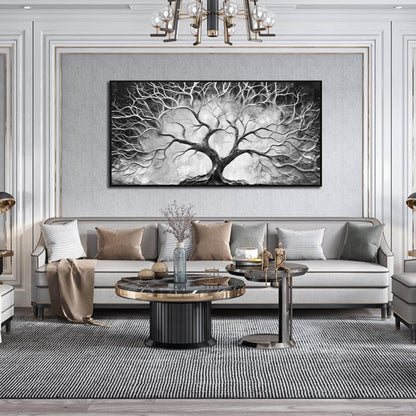 Black and White Wall Art for Bedroom - Black Framed Tree Canvas Wall Art for Living Room Size 24" x 48"