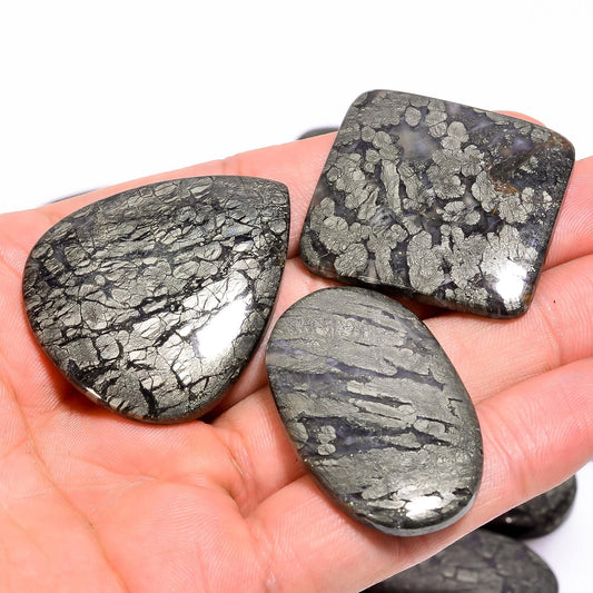 Natural Marcasite Stone Gemstone- Healing Crystals for DIY Jewelry Making -Loose Natural Cabochon -Perfect for Crafting Unique Jewelry Designs Gift for Her, Mother and Wife (5 pcs, 25-35 mm)