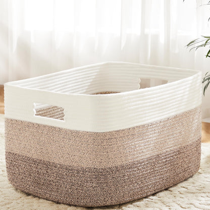 Artfeel Blanket Basket,Rectangle Woven Baskets for Storage,65L Laundry Basket for Decorative Nursery Blanket,Toys,Dirty Clothes and Magazine in Shelves,Baby Room,and Living Room