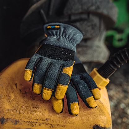 Wells Lamont Men's Slip-On HydraHyde Work Gloves – Water-Resistant Leather for Gardening, Landscaping – Reinforced Fingertips, Breathable Spandex – Durable, Comfortable, Flexible – Gray - XL