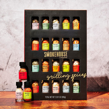 Smokehouse by Thoughtfully Ultimate Grilling Spice Set, Grill Seasoning Gift Set Flavors Include Chili Garlic, Rosemary and Herb, Lime Chipotle, Cajun Seasoning and More, Pack of 20