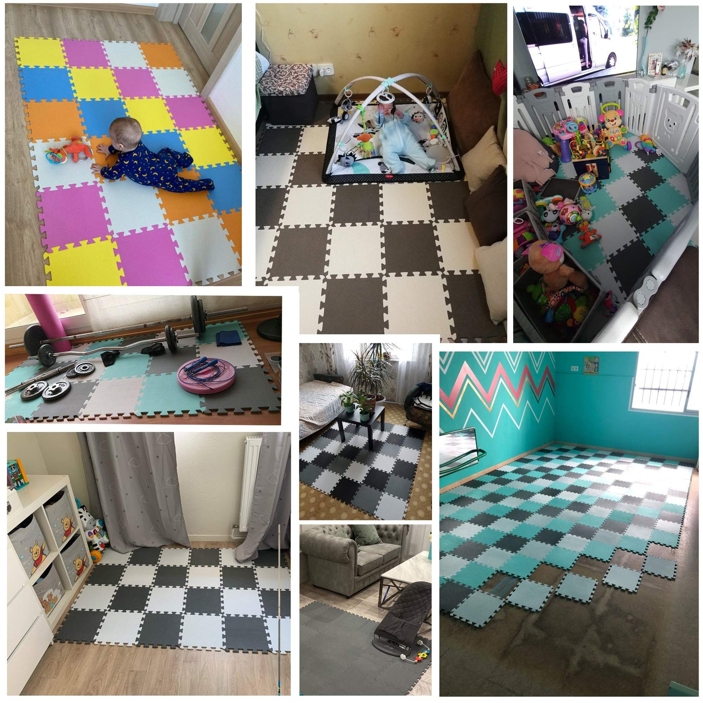 YIMINYUER Baby Playmat, 20 Pcs Soft EVA Foam Jigsaw Puzzle Exercise Yoga Mat, Non-Toxic Portable Playroom Flooring for Crawling, Floor Protection, Unisex, R10-G301020