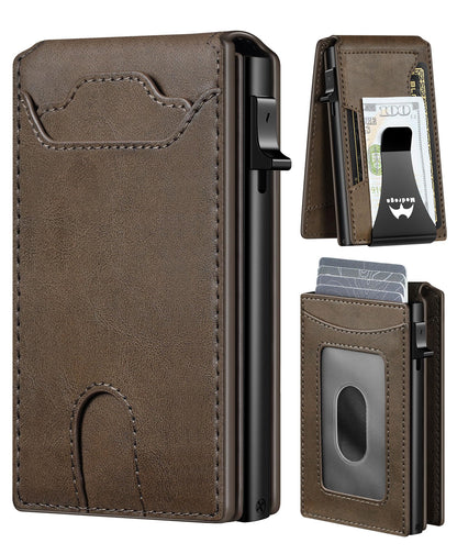 Card Wallet for Men Slim Minimalist: Smart Pop Up Wallets with Money Clip - RFID Front Pocket Credit Card Holder - Gift for Men Husband