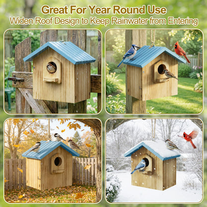Auslar Bird House for Outside, Wooden Birdhouses for Outdoors, Bluebird House for Outside Clearance, Hanging Bird Houses for Cardinals Finch Wren Swallow for for Garden Viewing
