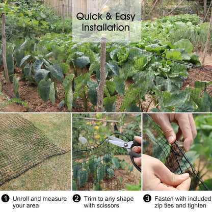 Deer Fence, RIFNY 6.5 x 100 FT Temporary Fence for Garden Outdoor Yard, Plastic Mesh Fencing Netting to Protect Plants Fruit from Deer Dogs Chicken Animal (Black)