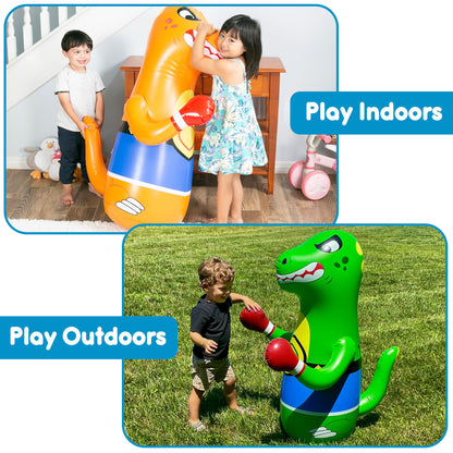 Inflatable Punching Bag for Kids - Bop Bag Inflatable Punching Toy - Inflatable Dinosaur with Instant Bounce Back Movement - Bottom Space Can Use Either Sand or Water (47” Height)